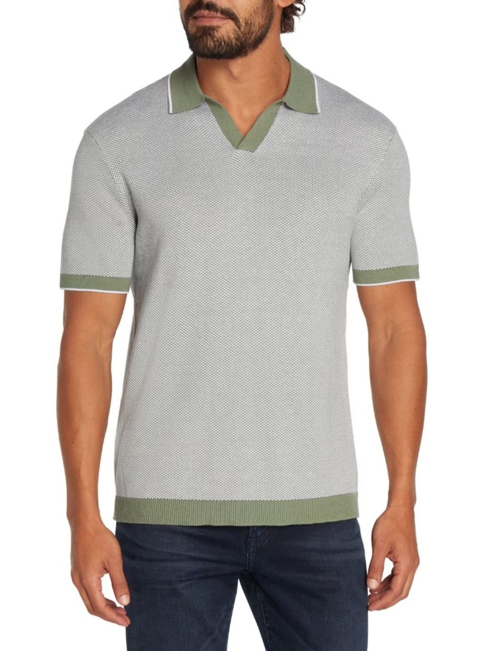 Express Men’s Polo - Green Pattern